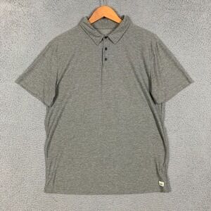 Vuori Strato Polo Men's Large Heather Grey Tech Short Sleeve Stretch Golf Jersey
